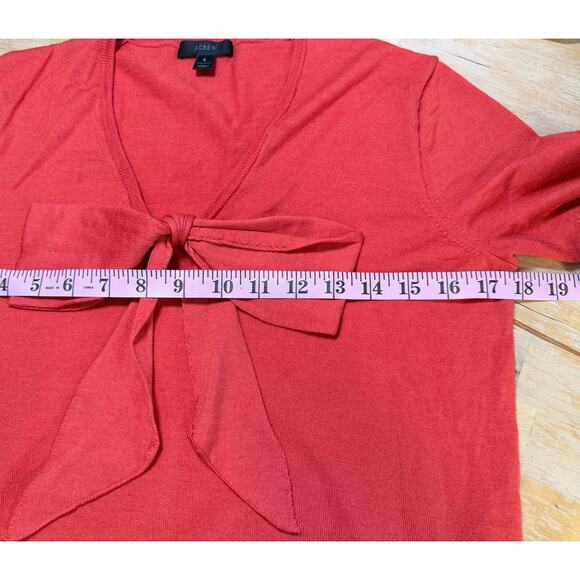J. Crew 100% Merino Wool V-Neck Sweater Bow Lightweight S Orange Travel Preppy - Picture 6 of 8